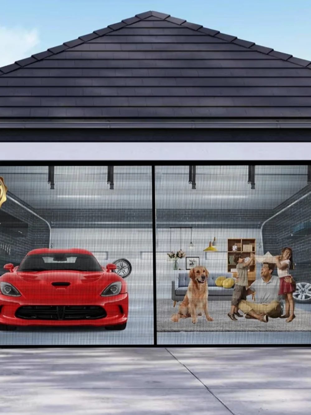 Garage Door Screen For 2 Stall Garage 16x8 Magnetic Mesh Screen Enclosure/Door